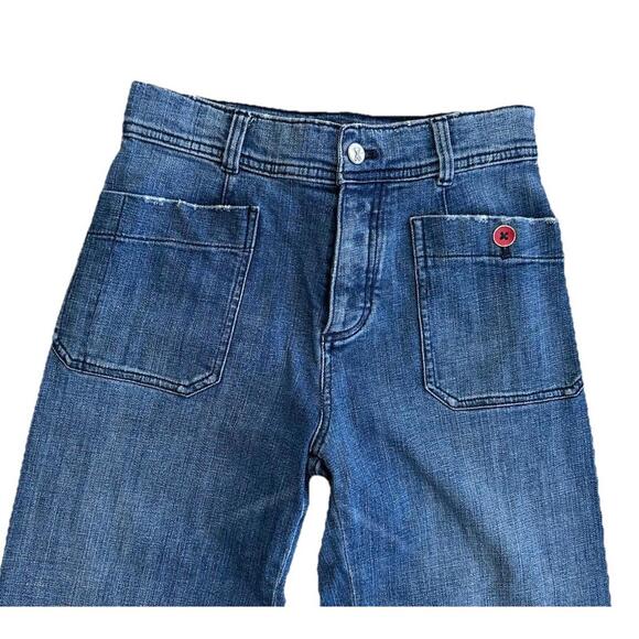 Anthro Pilcro and the Letterpress Wide Leg Cropped Jeans 25 Denim Blue Trousers - Picture 2 of 8